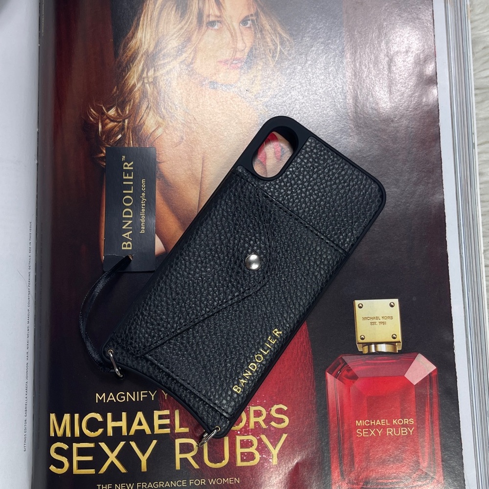 New Bandolier Black Pebbled Leather iPhone X/Xs Phone Case - Picture 2 of 6